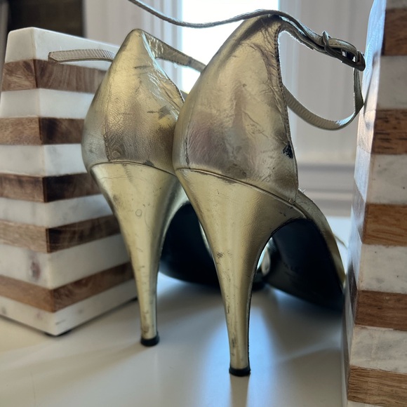 VTG Calderone 4” gold leather sandals 37.5 HERLS made in Italy - Picture 2 of 11